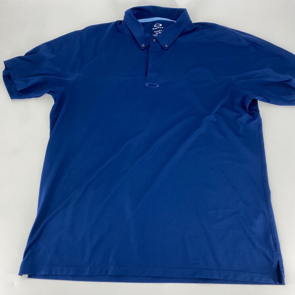 Oakley Mens Regular Fit Polo Shirt‎ Blue XL/TG Golf Athletic Button Down